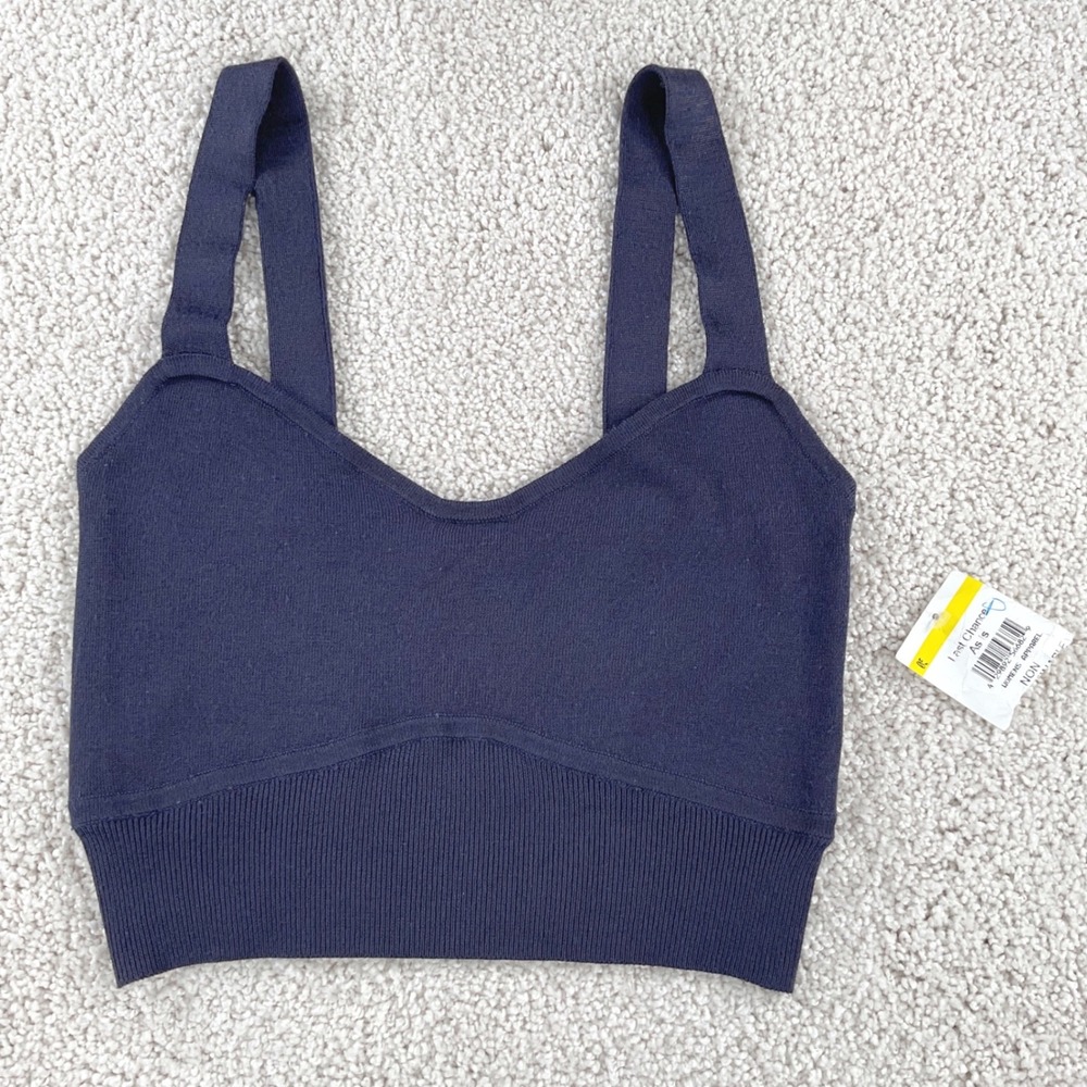 Intermix Navy Blue Ribbed Knit Crop Top‎ Size P